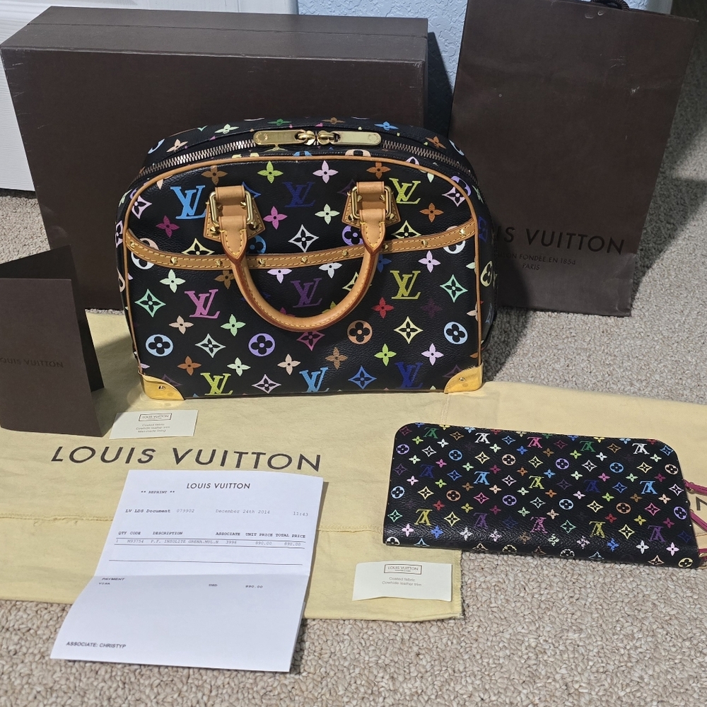 Authentic Louis Vuitton Trouville Multicolor Takashi Murakami And Wallet